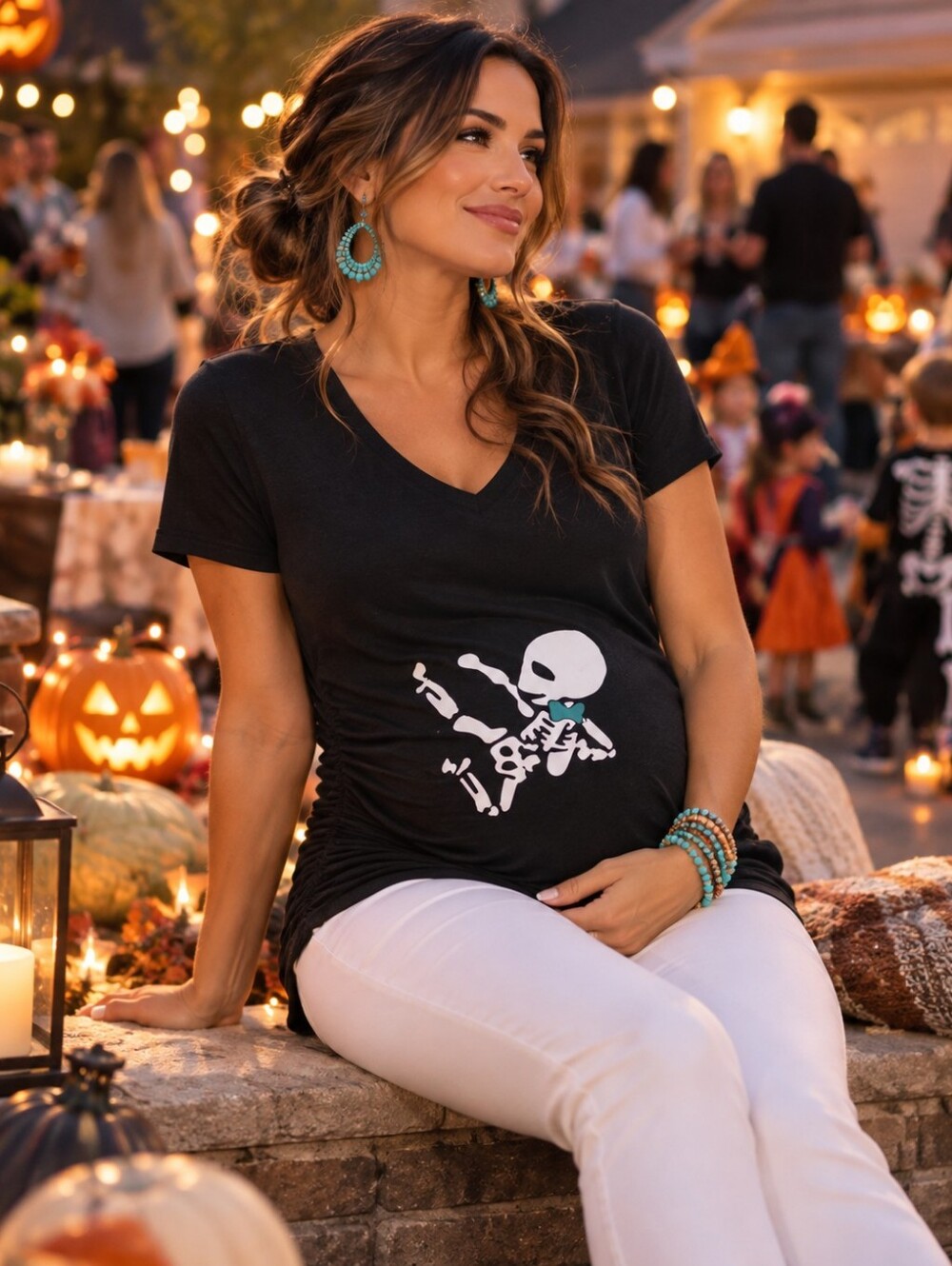 Isabel Maternity | Skeleton Maternity Tee Halloween Black Small